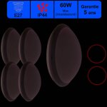 Lot de 5 appliques d'exterieur hublot e27  detecteur hf (mouvements et crpusculaire) rond ip44 ik10 ...