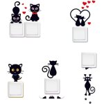 Lot de 5 autocollants chats anim�s amovibles ? interrupteur lumi�re ? animal mignon
