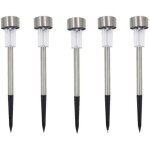 Lot de 5 bornes solaires à led lampes de jardin à planter Lot de 5 bornes solaires à led lampes de jardin à planter