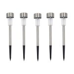 Lot de 5 bornes solaires à led lampes de jardin à planter, lumière blanche Lot de 5 bornes solaires à led lampes de jardin à planter, lumière blanche