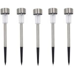 Lot de 5 bornes solaires � led lampes de jardin � planter, lumi�re blanche