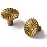 Lot de 5 boutons de meuble en bronze massif, ronds, pour tiroirs de commode ou de placard. quincaillerie ...
