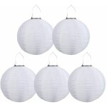 Lot de 5 lampions solaires led d'extrieur tanches - pour jardin, glise, jardin, fte, dcoration (blanc, ...