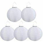 Lot de 5 lampions solaires led d'ext�rieur �tanches - pour jardin, �glise, jardin, f�te, d�coration (blanc, ...