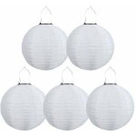 Lot de 5 lampions solaires led d'ext�rieur �tanches, pour jardin, �glise, jardin, f�te, d�coration (blanc, ...