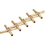 Lot de 5 raccords en croix en laiton � 4 voies pour tuyaux, connecteurs cannel�s pour air, eau, huile, ...