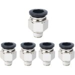 Lot de 5 raccords pneumatiques, connecteurs de tuyau d'air rapide m�le droit, outils d'adaptation pneumatique, ...
