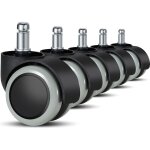 Lot de 5 roulettes pour chaise de bureau - 11 mm / 22 mm - roulettes de rechange pour sols durs pour ...