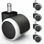 Lot de 5 roulettes pivotantes rechange pour chaise de bureau 11x22mm - blanc cisea