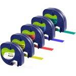 Lot de 5 rubans blanc / bleu / jaune / rouge / vert compatible dymo letratag - etiquette plastique 91201 ...