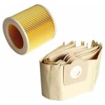 Lot de 5 sacs  poussire et de filtres  cartouche pour aspirateur wd3 premium, 3. 300 m, 3. 200, wd3. ...