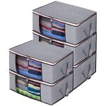 Lot de 5 sac de rangement vetement, bo�te de rangement sous lit pliable, housse rangement couette organisateur ...