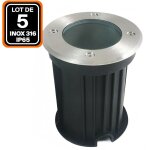 Lot 5 spots encastrable de sol rond inox 316 exterieur ip65 gu10