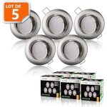 Lot de 5 spot led encastrable orientable aluminium bross avec ampoule led gu10 230v 5w 6000k