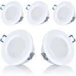 Lot de 5 spots led, encastrables, pour salle de bain, ip44, 230 v, ultra plats, 5 w, disponibles en blanc ...