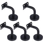 Lot de 5 supports de main courante en acier inoxydable noir, rampes d'escalier, support de 60 x 60 mm ...