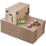 Lot 50 cartons d�m�nagement premium - 60 x 30 x 30 cm - extr�me r�sistance 25 kg - r�utilisables - double ...