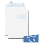 Lot de 50 enveloppes blanches c4 auto - adh�sives � fen�tre