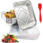 Lot de 50 plateaux en aluminium avec couvercles en aluminium plateaux jetables en aluminium pour la cuisson ...