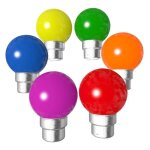 Lot de 6 ampoules pour guirlande led culot b22 incassable - bleu jaune orange rouge vert rose