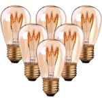 Lot de 6 ampoules led e27 vintage � filament spirale st45 / s14 3 w lumi�re ambr�e non dimmable 2200 ...