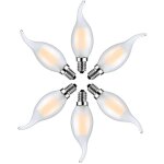 Lot de 6 ampoule led flamme e14 4w blanc chaud 2700k - ampoules bougie � filament pour lustres - verre ...