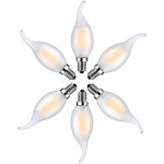 Lot de 6 ampoule led flamme e14 4w blanc chaud 2700k - ampoules bougie � filament pour lustres - verre ...