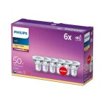 Philips - ampoule led spot gu10 50w blanc chaud, verre, lot de 6 Philips - ampoule led spot gu10 50w blanc chaud, verre, lot de 6
