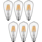 Lot de 6 ampoule � vis edison ac / dc 12 - 24v led st58 e27, ampoules � filament antique r�tro e27 led ...