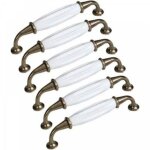 Lot de 6 boutons de porte en c�ramique poign�e de meuble tiroir, porcelaine poign�e de meuble de cuisine ...