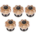 Lot de 6 boutons de tiroir forme citrouille poignes meuble en cramique antiques pour placard armoire ...