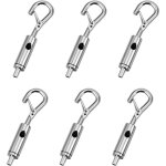 Lot de 6 crochets r�glables en acier avec corde en fil de fer, tendeur � crochet et ?illet portable, ...