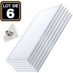 Lot 6 dalles led 40w pmma 120x30 blanc froid 6000k + 6 kits clips