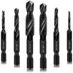 Lot de 6 forets et tarauds combin�s - outils de taraudage - tailles m3 x 0, 5 m4 x 0, 7 m5 x 0, 8 m6 ...