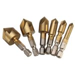 Lot de 6 fraises � chanfreiner hss 90 degr�s 5 cannelures fraise � chanfreiner trou fraise rev�tue de ...