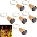 Lot de 6 guirlandes lumineuses led solaire bouchon de la bouteille 1m 10 leds fil de cuivre lumi�re d�corative ...