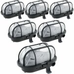 Lot de 6 hublots ovales 60w ip44 e27 classe ii - noir - zenitech