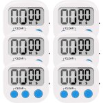 Lot 6 minuteurs cuisine num�riques aimant�s, marche / arr�t, minutes et secondes