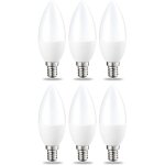 Lot de 6 petites ampoules led en forme de flamme culot edison � vis e14 5 w (�quivalent 40 w) blanc chaud ...