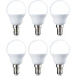 Lot de 6 petites ampoules led rondes g45 culot edison � vis e14 5 w (�quivalent 40 w) blanc chaud intensit� ...