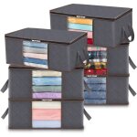 Lot de 6 sac de rangement vetement 35l, bote de rangement sous lit pliable, housse rangement couette ...