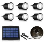 Lot de 6 spots led solaire encastrables pour extrieur, ip67, tanche, 0, 2 w,  32 mm, intrieur extrieur, ...
