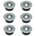 Lot de 6 spots led solaires encastrables au sol - ronds - diamtre : 85 mm - extrieur rsistant au pitement ...