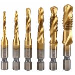 Lot de 6 tarauds filet�s, foret taraud, filetage m�trique m3 - m10 avec rev�tement en titane hss et embouts ...