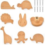 Lot de 8 boutons de tiroir en bois massif pour commodes, boutons de porte d'armoire en bois, poigne ...