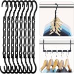 Lot de 8 cintres magiques peu encombrants en plastique robuste avec 5 trous pour v�tements lourds noir ...