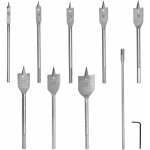 Lot de 8 forets plats à bois en acier au carbone, jeu de mèches à bois plates avec rallonge et clé Lot de 8 forets plats à bois en acier au carbone, jeu de mèches à bois plates avec rallonge et clé