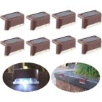 Lot de 8 lampes solaires led �tanches pour cl�ture, jardin, cour, terrasse, all�e, escalier (marron, ...