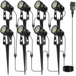Lot de 8 lumi�res de paysage ext�rieures � led basse tension avec transformateur ip65 �tanches pour all�es, ...