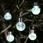 Lot de 8 lustres solaires en forme de boule de verre � led, �clairage d'ext�rieur en rotin, luminaires ...